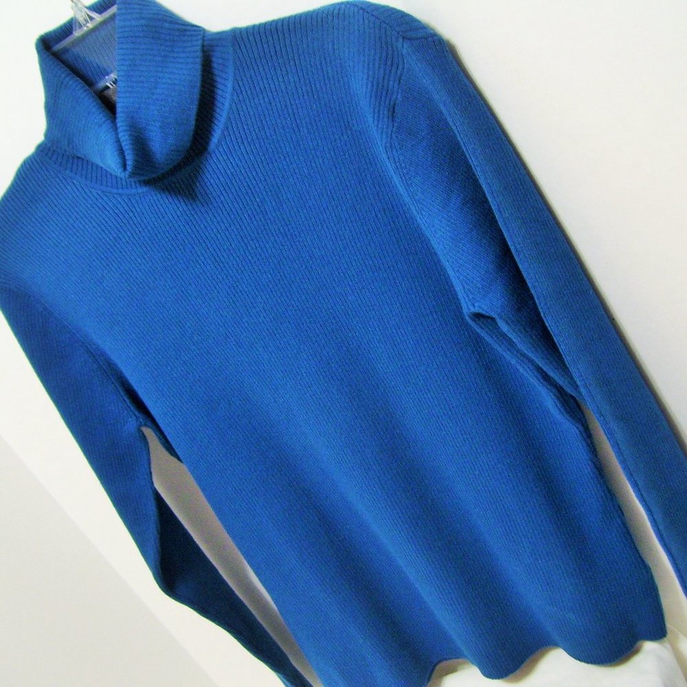 Worthington Dark Teal Blue Ribbed Turtleneck Sweater NWT Size L